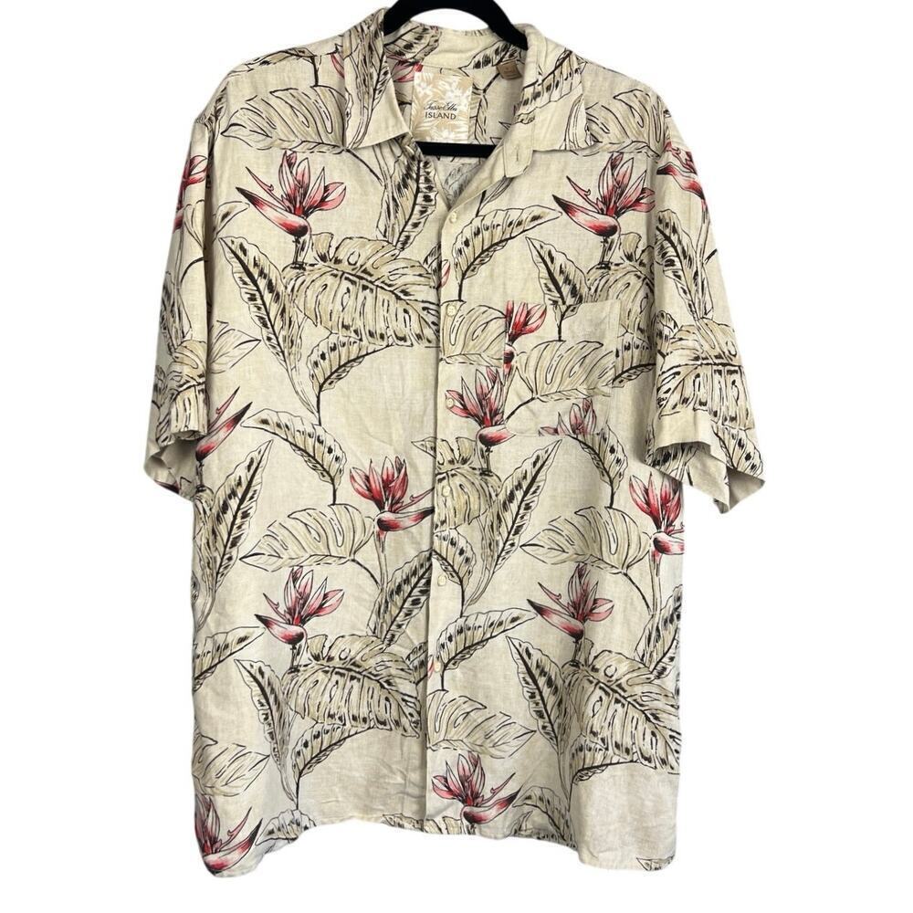 Tasso Elba Island Silk & Linen Blend Men’s Button Down Size L